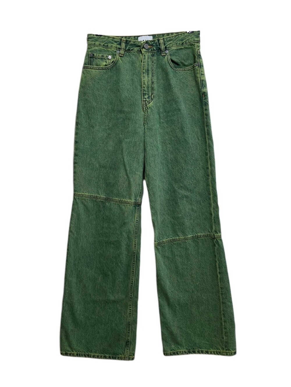 Ganni Magny Overdyed Bleach Denim in Lime Punch Size 28 - Picture 3 of 6